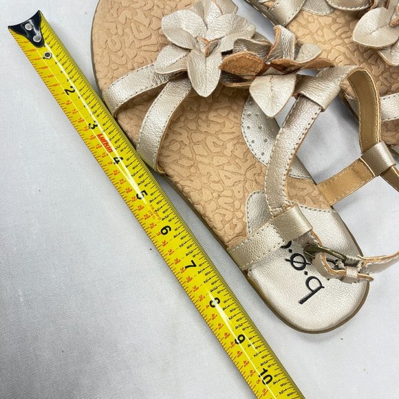 B.O.C. Womens Gold Leather Floral Sandals Adjustable Ankle Strap - Picture 7 of 9